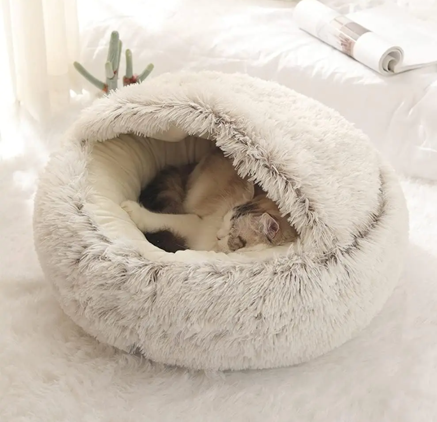 2-in-1 Plush Cat Bed
