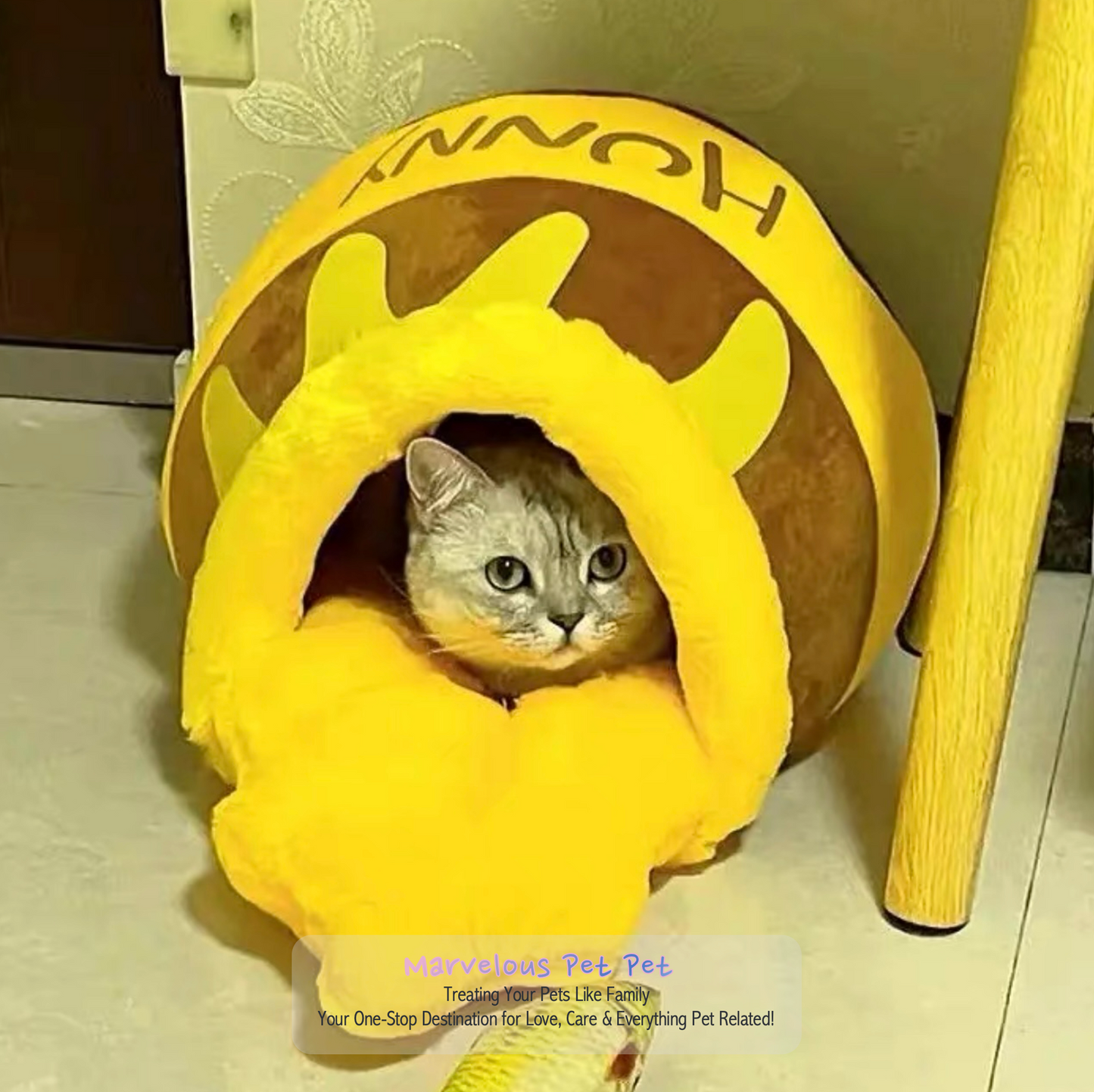 Comfy Cat Cushion Basket in Unique Honey Jar Shape