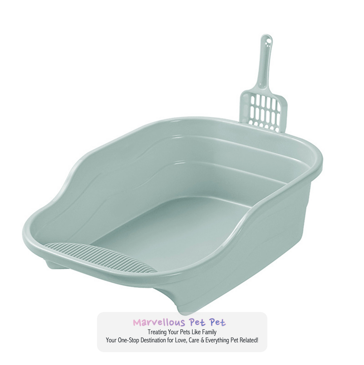Simple & Spacious: Reinforced Large Deodorant Cat Litter Box with Splash