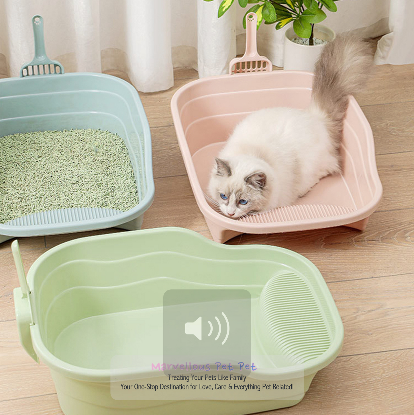 Simple & Spacious: Reinforced Large Deodorant Cat Litter Box with Splash