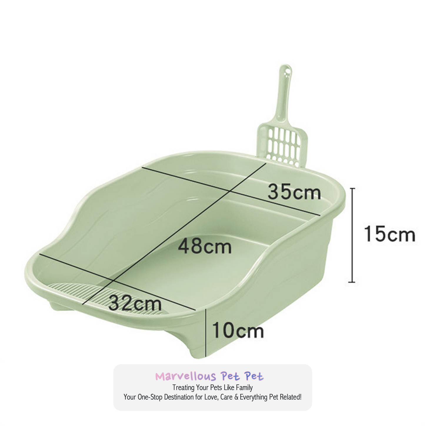 Simple & Spacious: Reinforced Large Deodorant Cat Litter Box with Splash