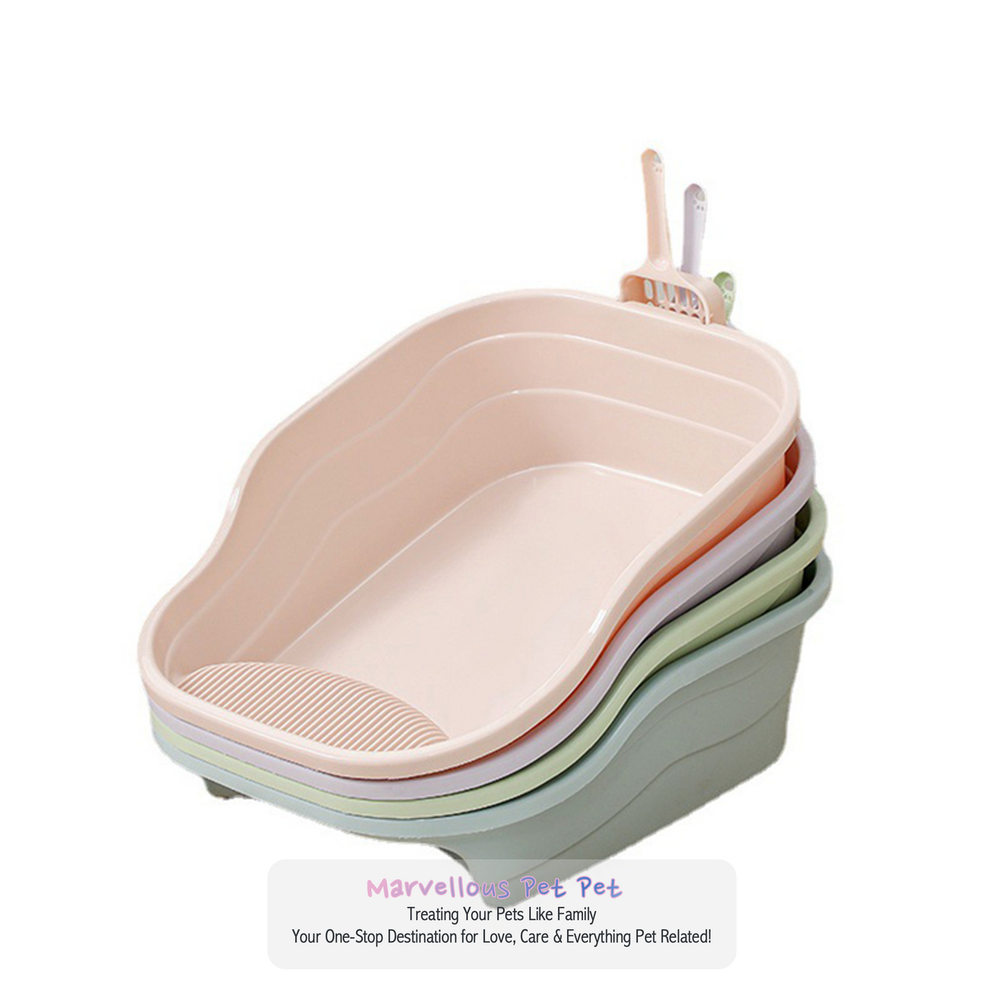 Simple & Spacious: Reinforced Large Deodorant Cat Litter Box with Splash