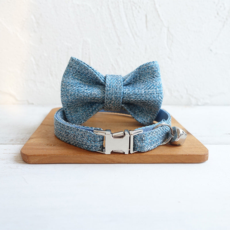 Stylish Cat Collar with Engraved Nameplate & Charming Bell Bow