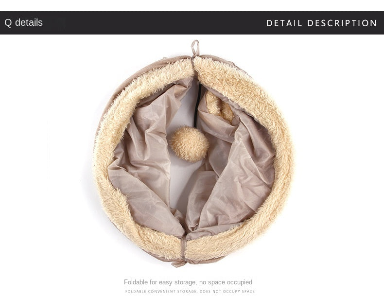 Collapsible Suede Cat Tunnel Toy