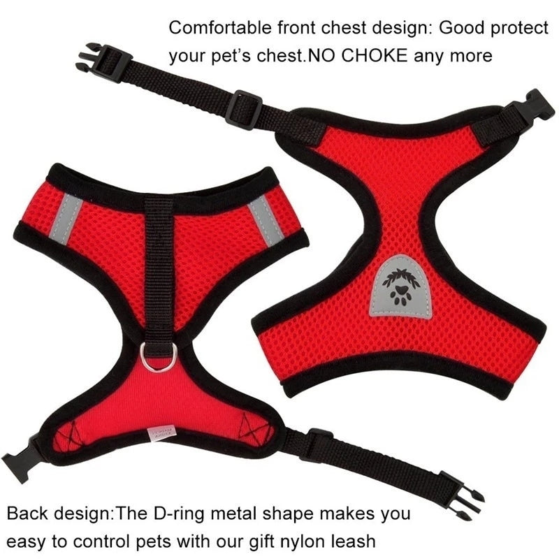 Adjustable Mesh Cat & Dog Harness Vest with Walking Lead