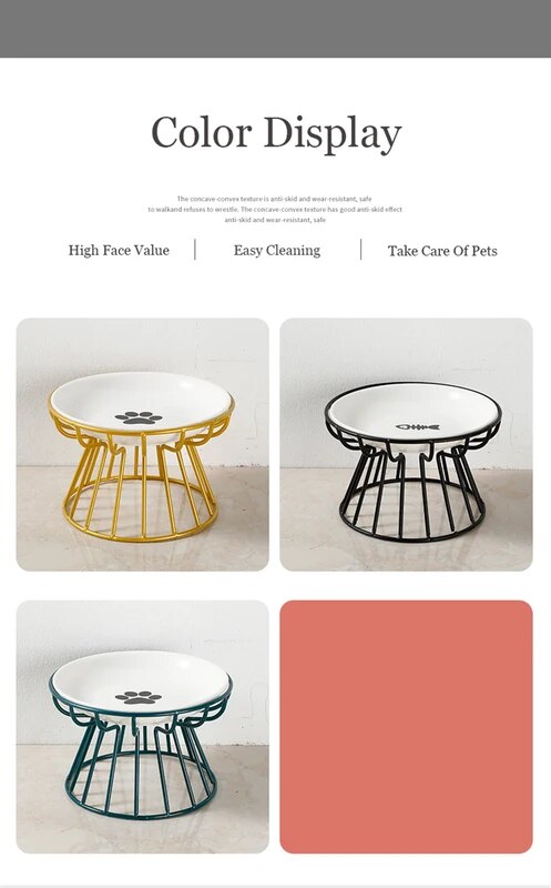 Cat Lift Bowl, on a Chic Metal Stand