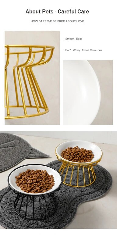 Cat Lift Bowl, on a Chic Metal Stand