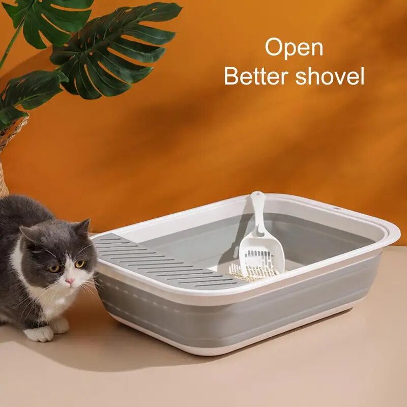 Hygiene Haven: Semi-Closed Plastic Cat Litter Box