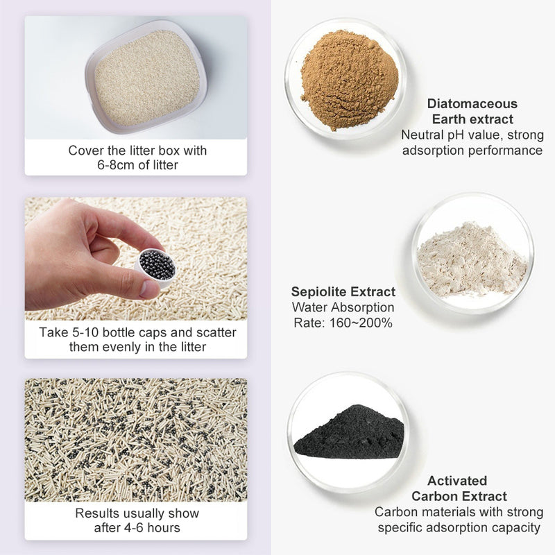 Fresh & Furry: 250ml Activated Carbon Cat Litter Deodorizing Beads
