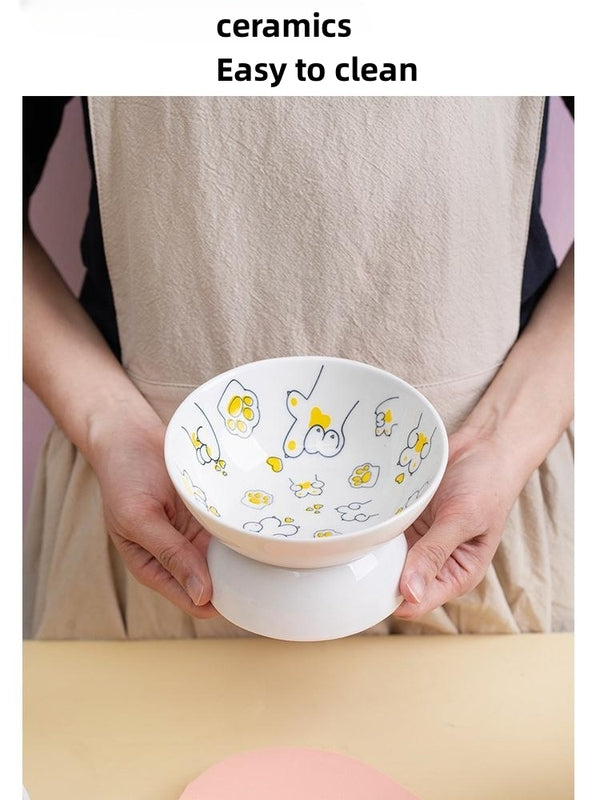 Ceramic High Foot Bowl For Cats