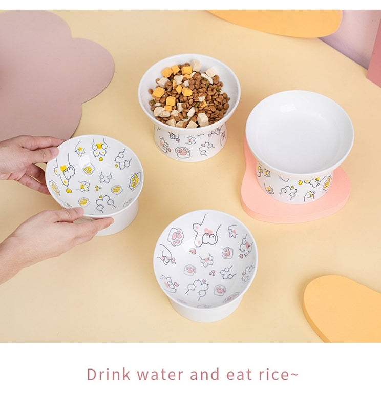 Ceramic High Foot Bowl For Cats