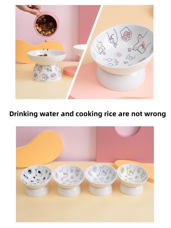 Ceramic High Foot Bowl For Cats