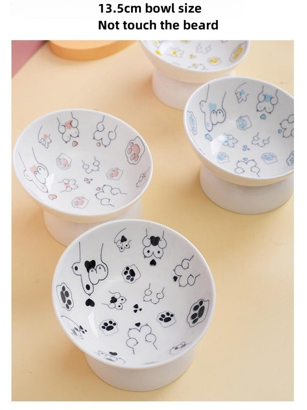 Ceramic High Foot Bowl For Cats