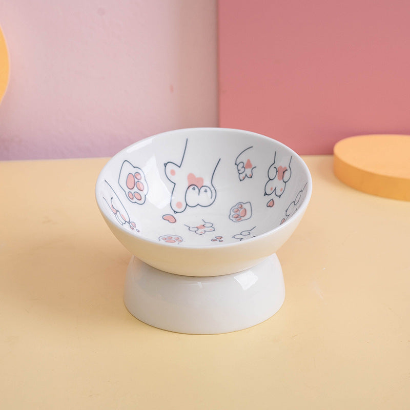 Ceramic High Foot Bowl For Cats