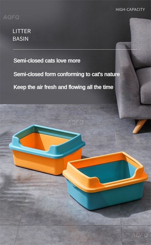 Spacious & Stylish: Large Capacity Semi-Enclosed Cat Toilet
