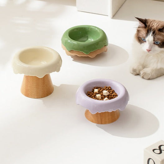 High-Foot Ceramic Bowls for Cats