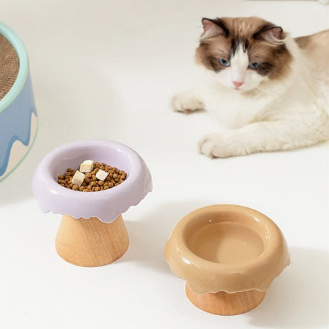 High-Foot Ceramic Bowls for Cats