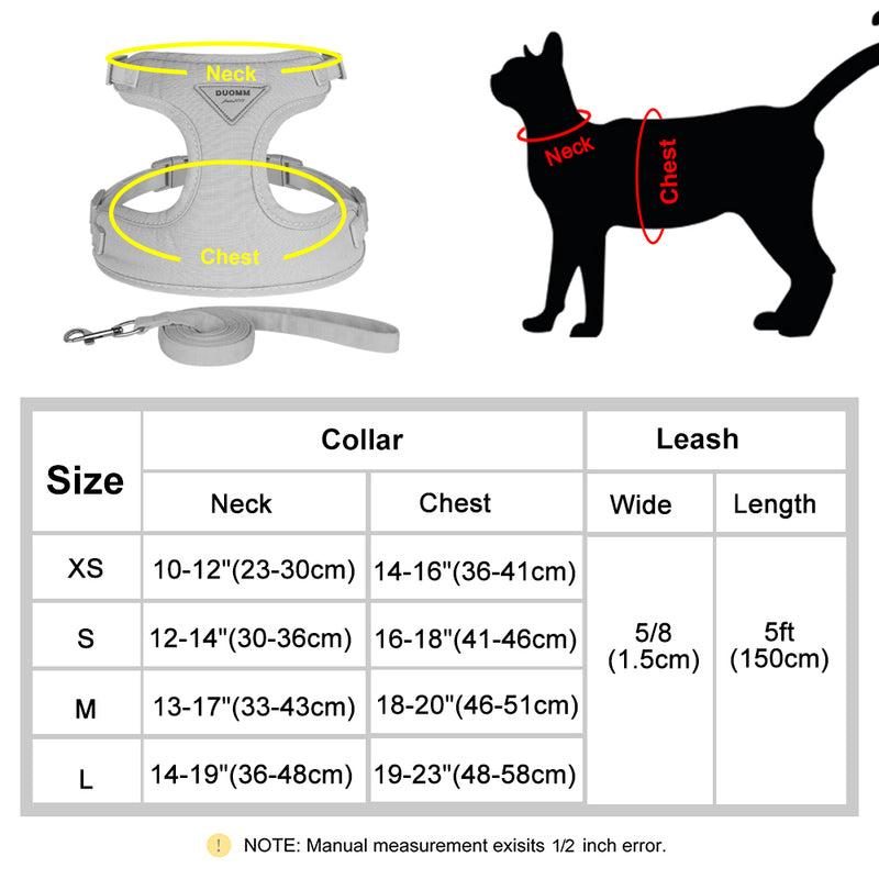 Breathable Nylon Mesh Dog & Cat Harness and Leash Set,