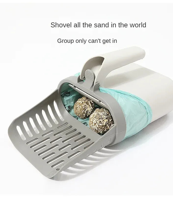 Super-Handy Cat Litter Scoop with Built-in Bag Holder