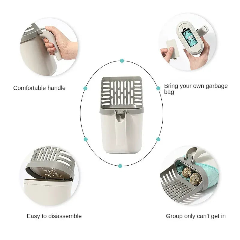 Super-Handy Cat Litter Scoop with Built-in Bag Holder