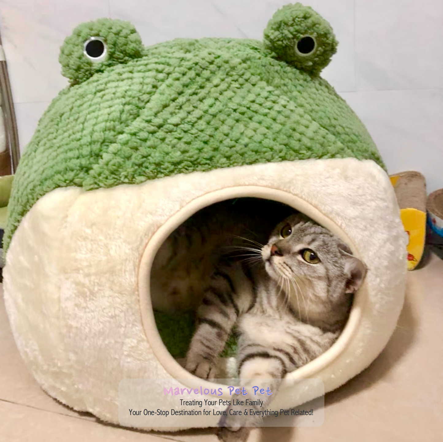 Cosy Winter Frog-Themed Cat Kennel