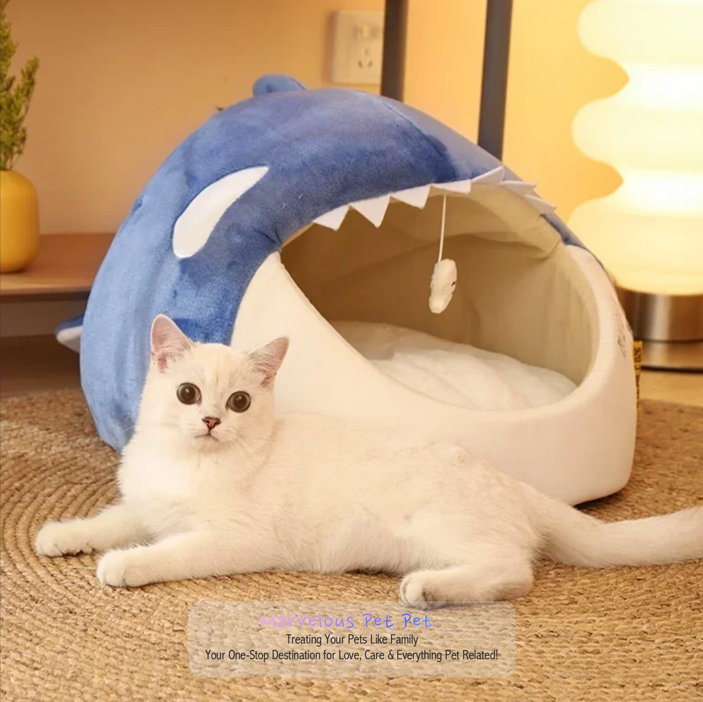 All-Season Cozy Whale-Shape Cat Nest
