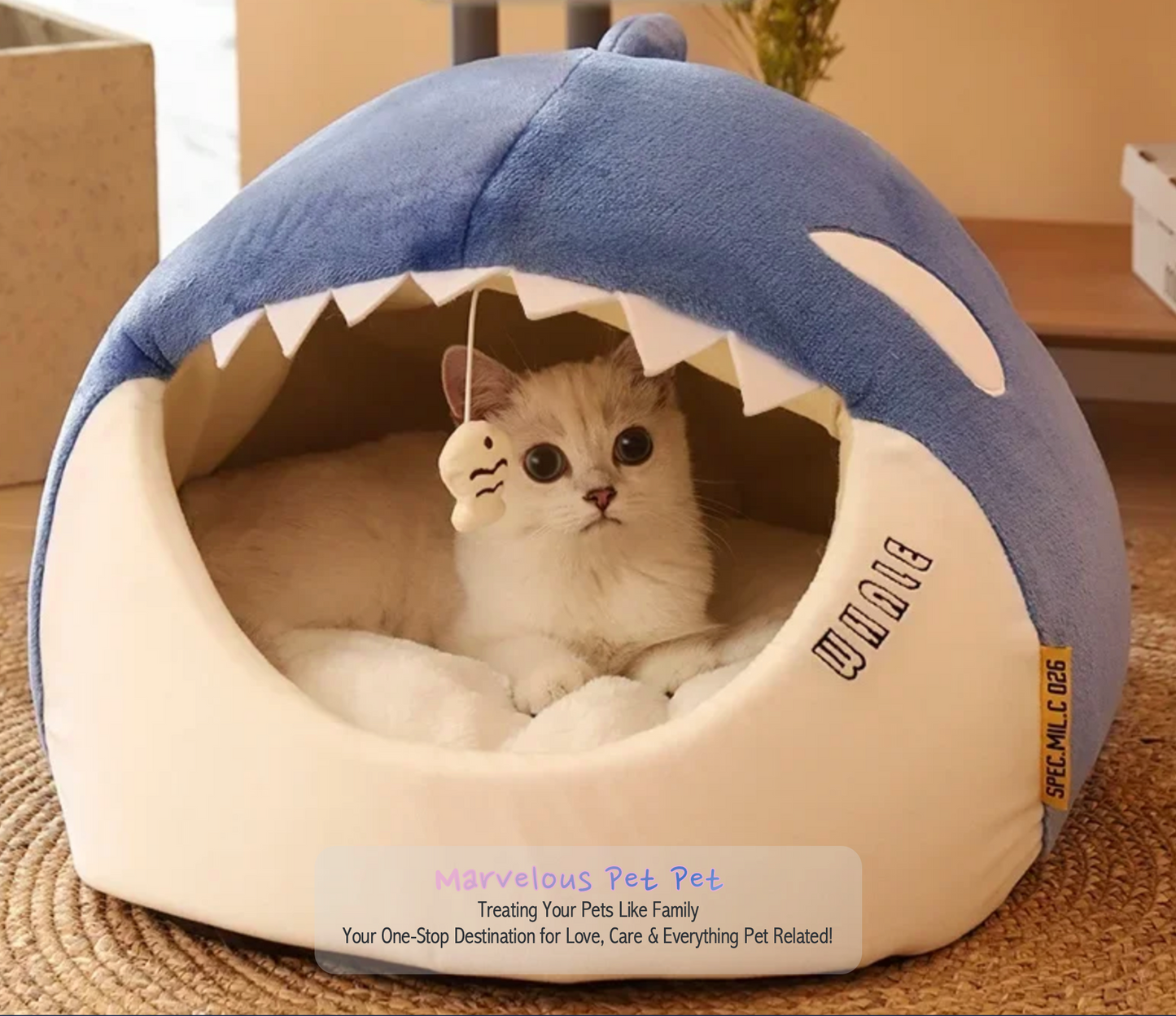 All-Season Cozy Whale-Shape Cat Nest
