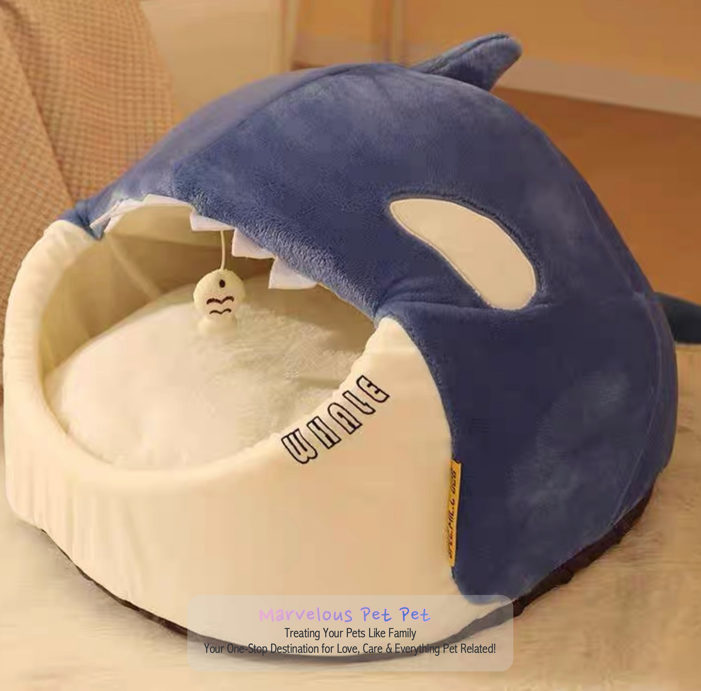 All-Season Cozy Whale-Shape Cat Nest