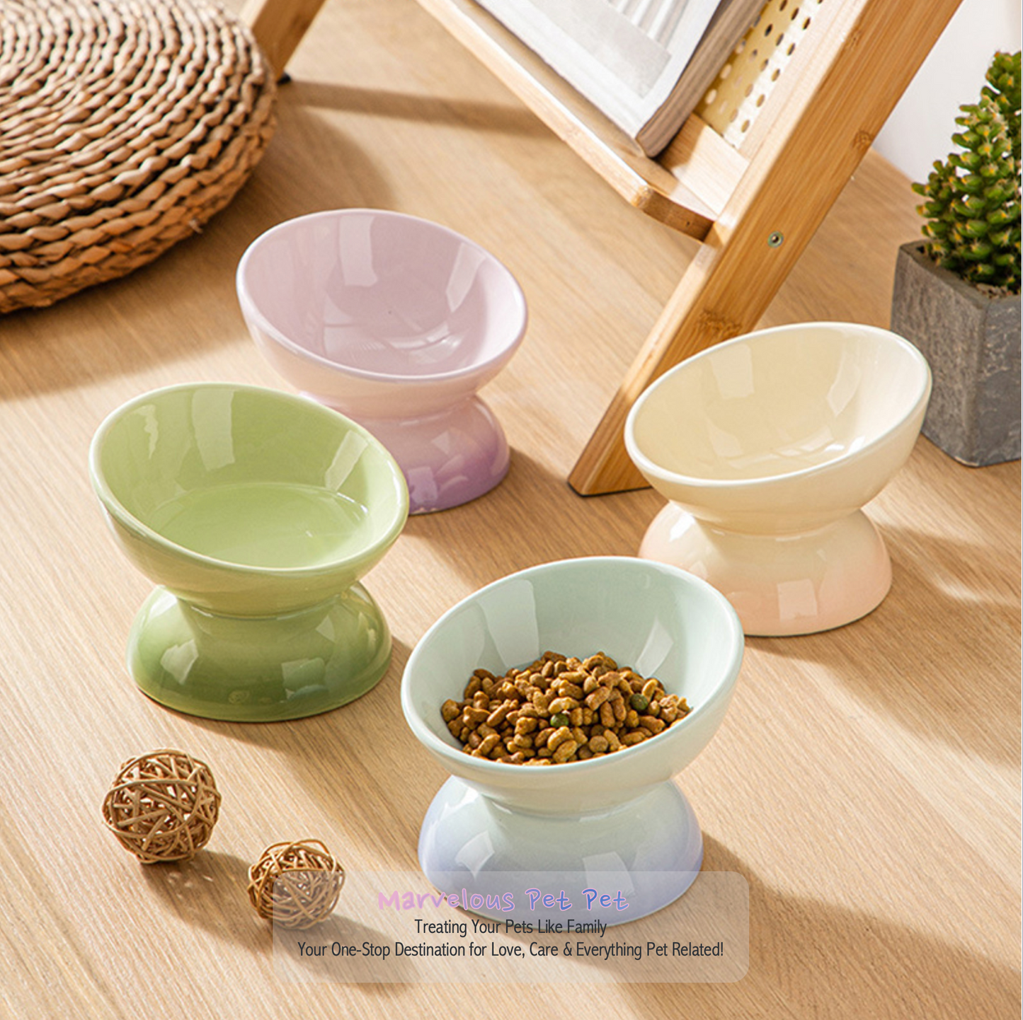 Feast in Style: Gradient Ceramic Pet Bowl for Cats