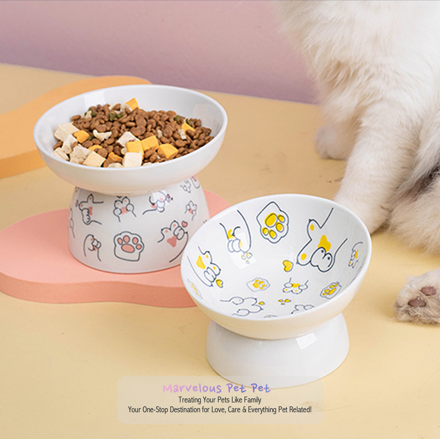 Ceramic High Foot Bowl For Cats