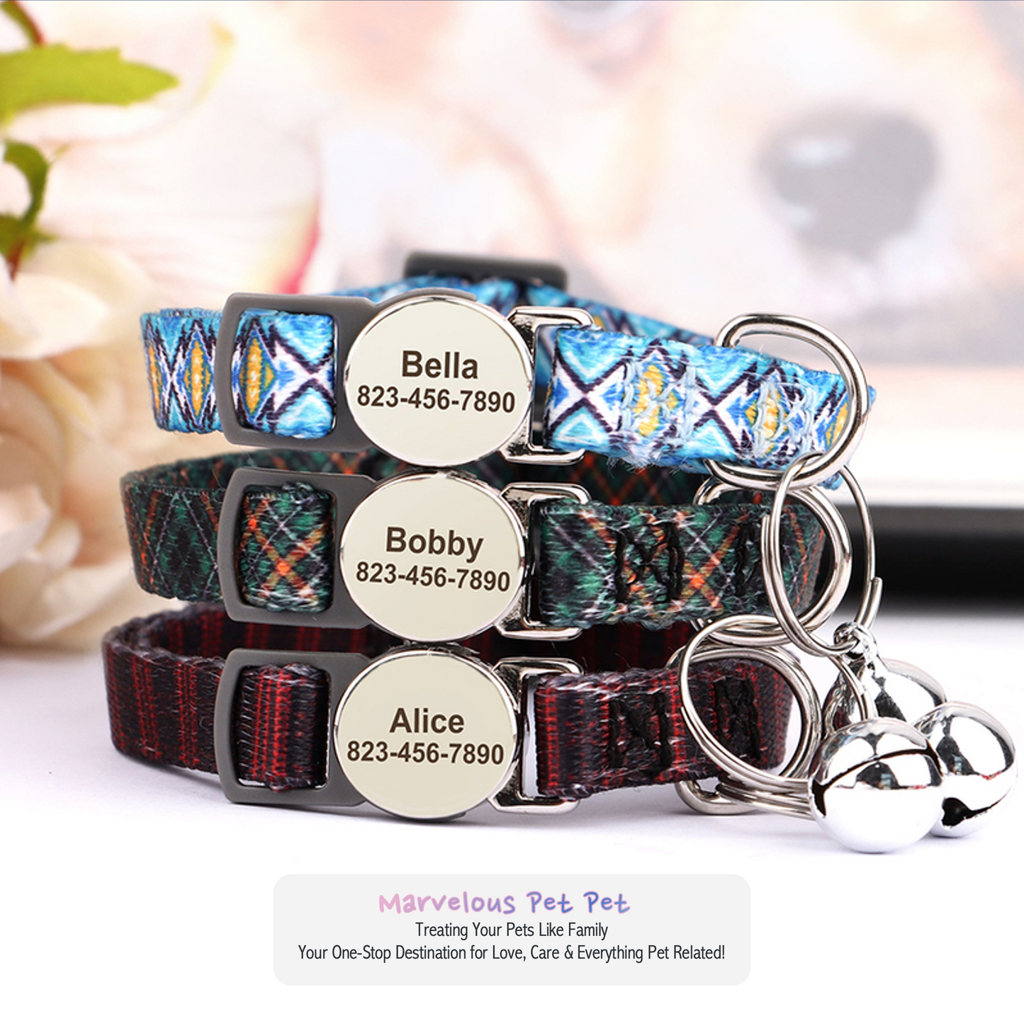 Adjustable Custom Printed Cat & Puppy Collar