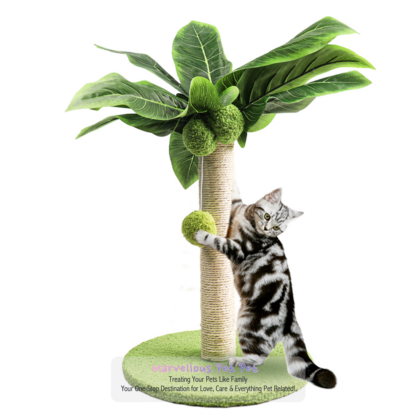 Adorable Leafy Green Cat Scratching Post