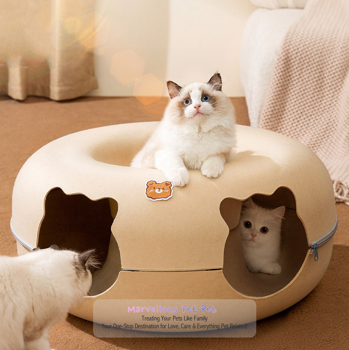 All-Season Cat Tunnel Bed - Featuring a Cozy Hiding House