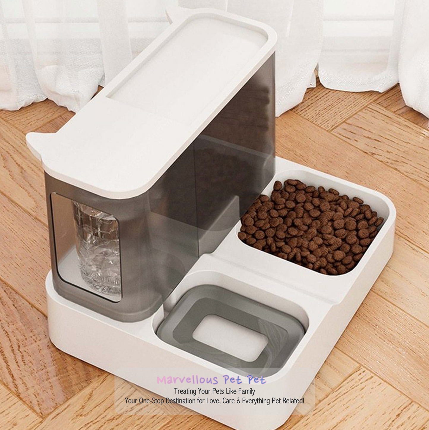 Large Capacity Automatic Pet Food Dispenser and Water Bowl