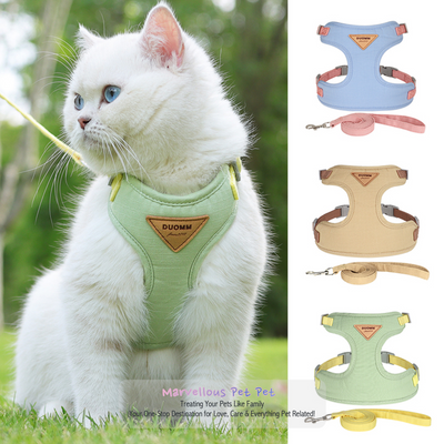 Breathable Nylon Mesh Dog & Cat Harness and Leash Set,