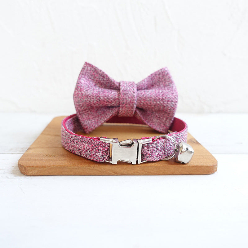 Stylish Cat Collar with Engraved Nameplate & Charming Bell Bow