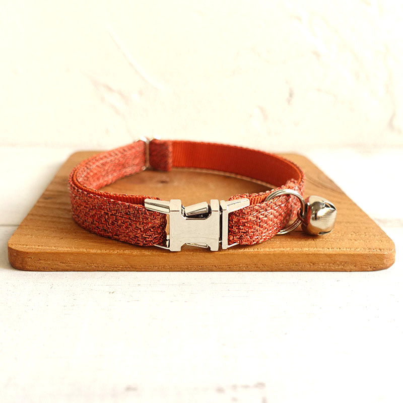 Stylish Cat Collar with Engraved Nameplate & Charming Bell Bow