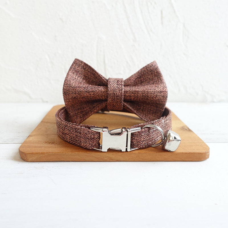 Stylish Cat Collar with Engraved Nameplate & Charming Bell Bow