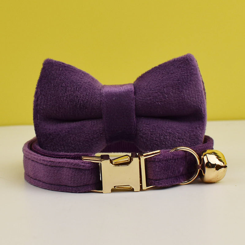 Velvety Cat Collar with Customized ID Tag