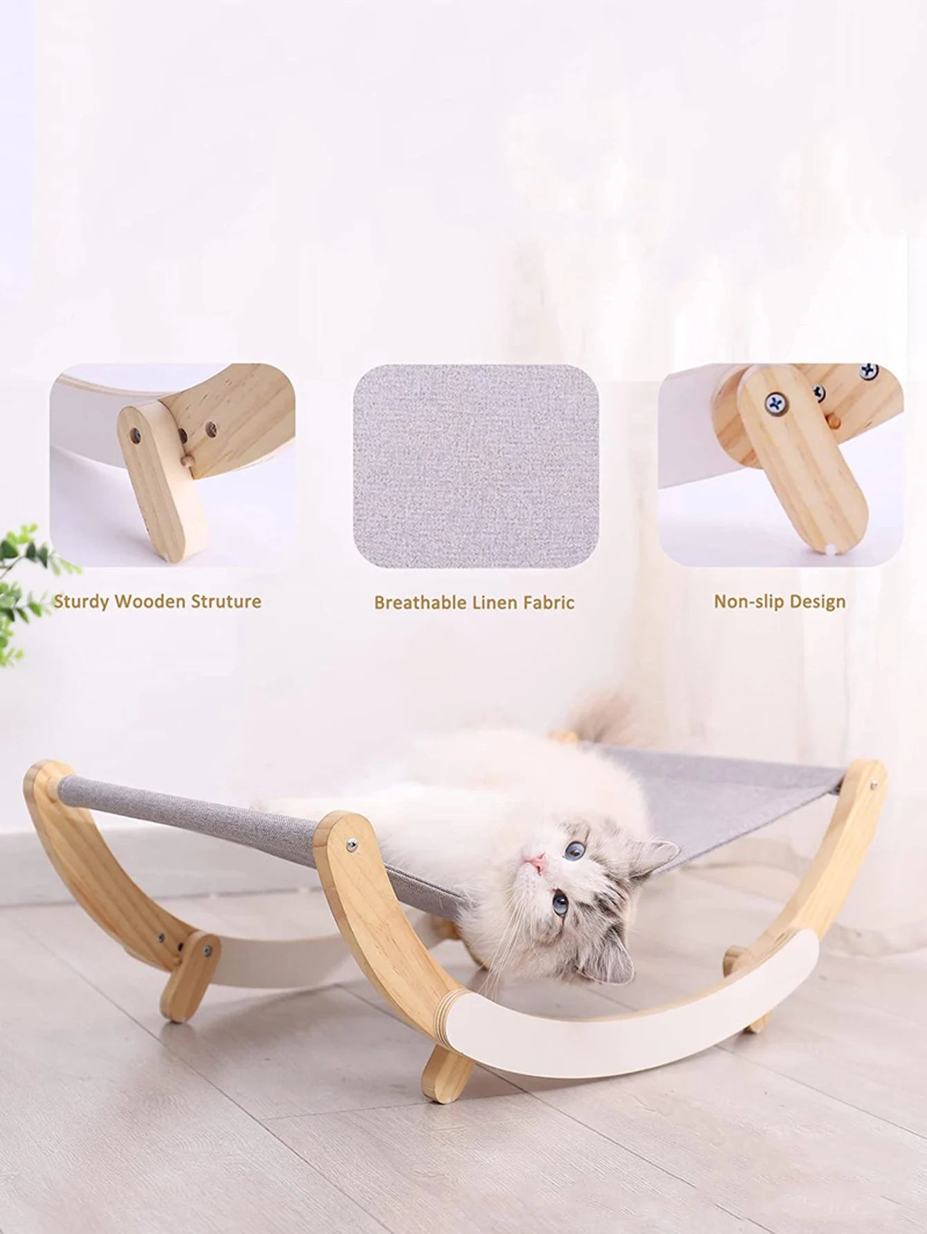 Wooden Hammock Lounger for Cats