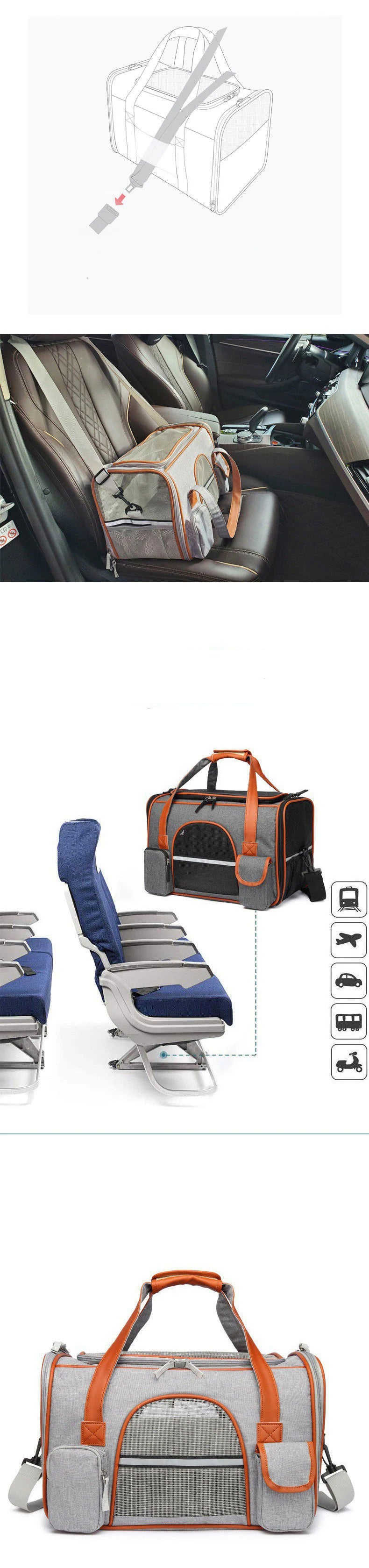 Jet Set with Your Pet: Airplane-Approved, Breathable Mesh Carrier Bag for Cats and Dogs up to 6 KG